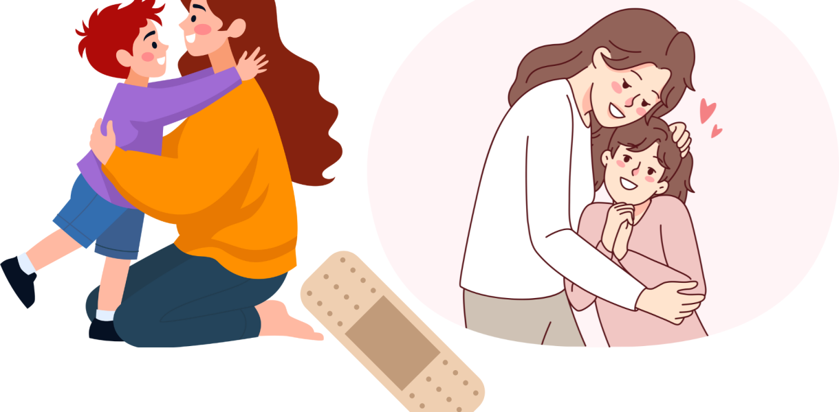 copil bandajat de mama