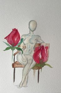 Fotoliu din trandafiri, desen de Maria Marinescu Fotoliu din trandafiri, desen de Maria Marinescu